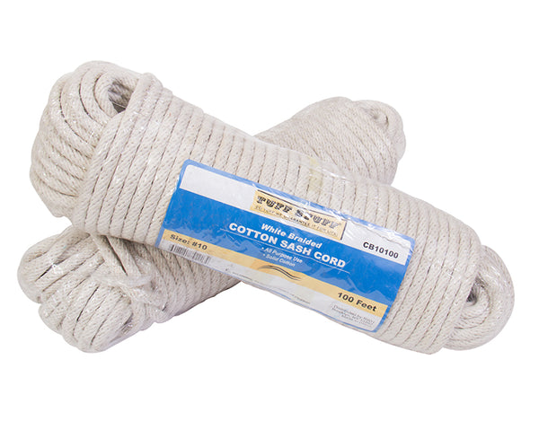 Tuff Stuff Rope CB10100 #10 X 100 White Braided Cottoon Sash Cord