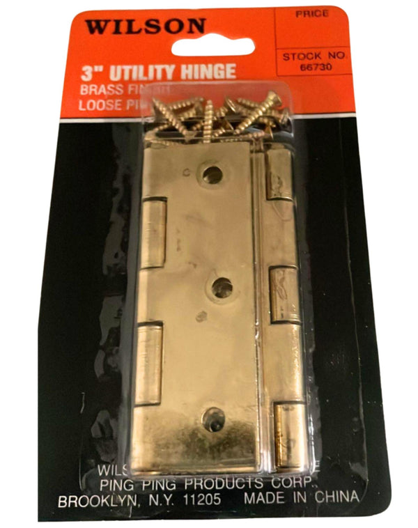 Wilson 66730 3" Utility Hinge Brass Finsh