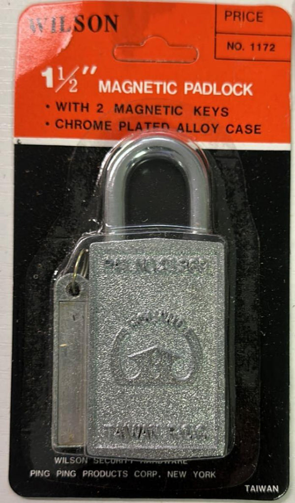 Wilson 1172, 1-1/2" Magnetic Padlock With 2 Magnetic Keys