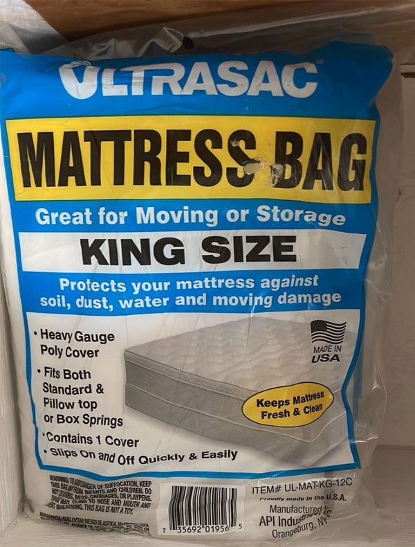 Ultrasac Plastics Mattress Bag, King Size Pillow Top Box Springs moving damage