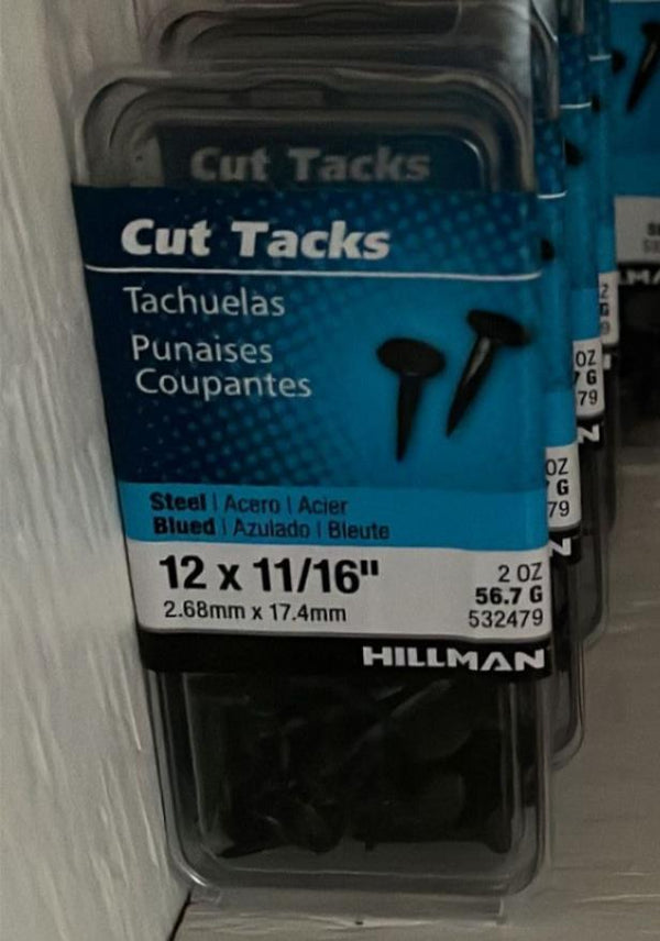 Hillman Hook And Eye 532479 Cut Tacks, 12" X 11/16", 2-oz Pack