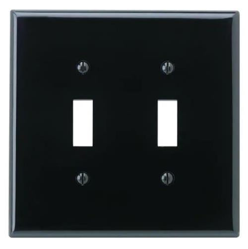 Leviton R55-00PJ2-00F 2-Gang Toggle Midway Size Wall Plate Black