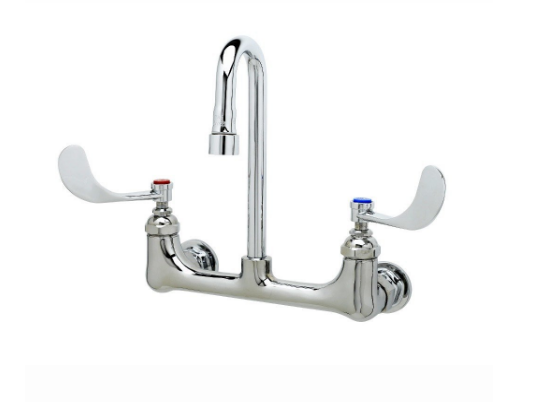 T&S Brass B-2443 8" Wallmount Faucet, VR Aerator, 119X CN, 4" Handles