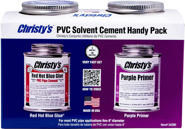 Christy's RH-RHBV-HDYPK-HP Red Hot Blue Glue PVC Cement and Purple Primer