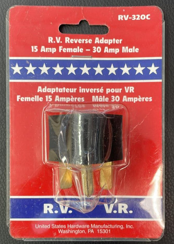 U.S Hardware RV-320C Reverse Electrical Adapter, 15 A Female to 30 A Male
