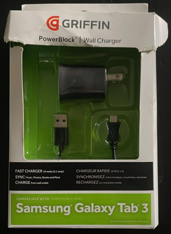 Griffin NA38221 Wall Charger 10W Samsung Galaxy Tab 3 Black With Micro USB