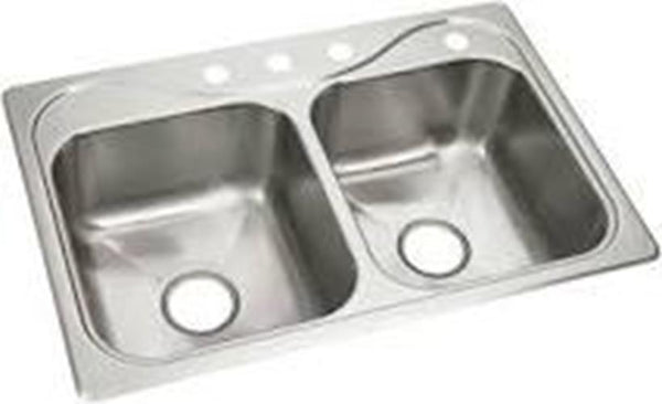 Sterling PRO33226-4S Double Basin 26 Gauge Stainless Steel Kitchen Sink