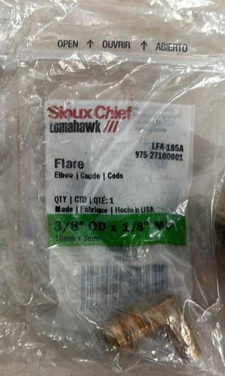 Sioux Chief tomahawk LFA-185A 975-27100001 Elbow Adapter, 3/8x1/8 in