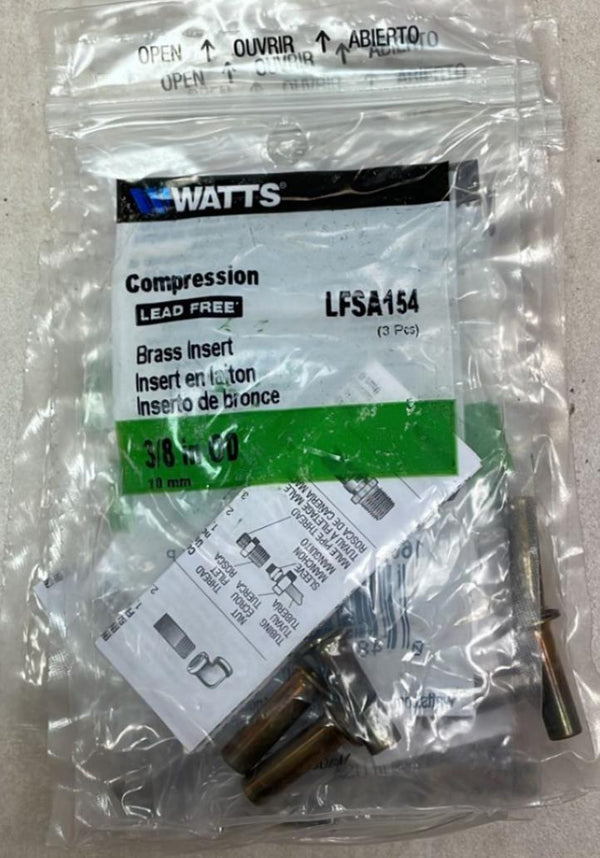Pack of 3 Watts LFSA154 3/8 in OD 10mm Brass Insert Fittings