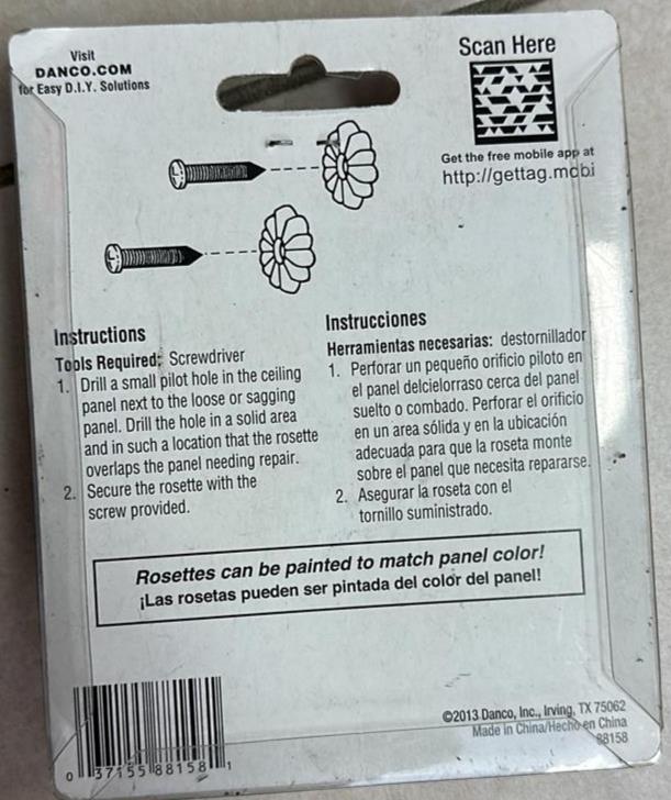 10 - Pack Danco 88158 Home RV Ceiling Wall Rosettes in White