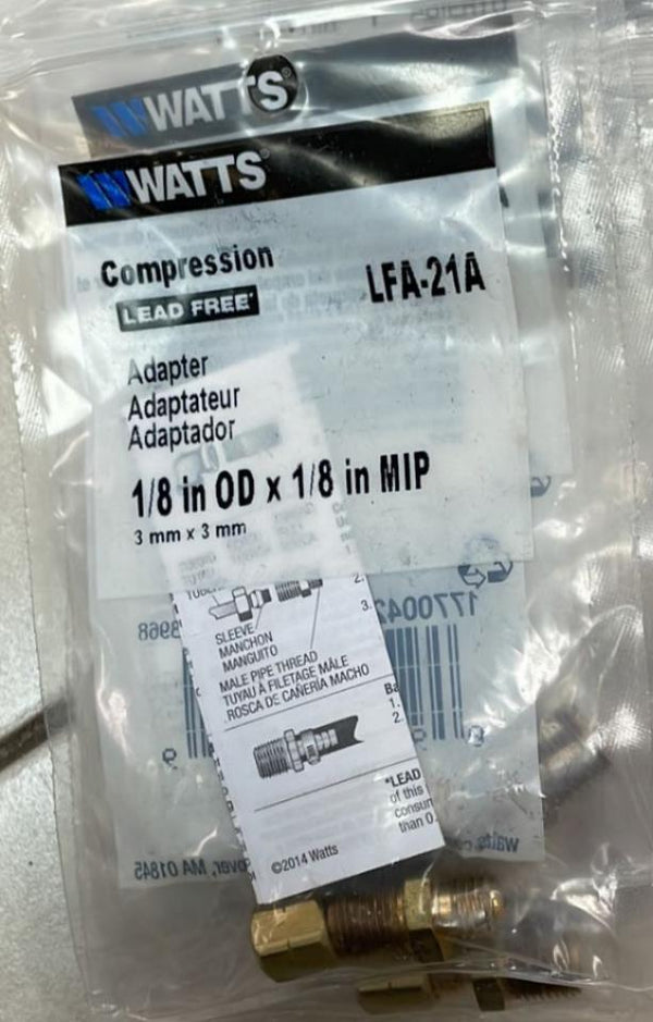 Watts LFA-21A 1/8 in OD X 1/8 MIP Compression Adapter Lead Free