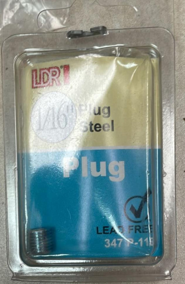 LDR 347 P-116 Pipe Steel Plug, 1/16" Lead Free