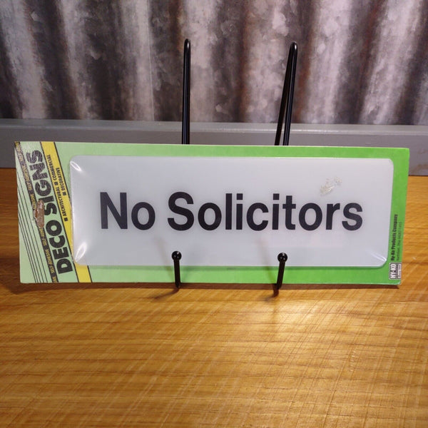 Hy-Ko Deco Series Plastic Sign *No Solicitors* Self Adhesive 9”x3” Outdoor