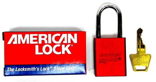 Red American Lock 1-1/2" X 1-3/4" Powder Coated Aluminum Padlock Marathon Oil HR